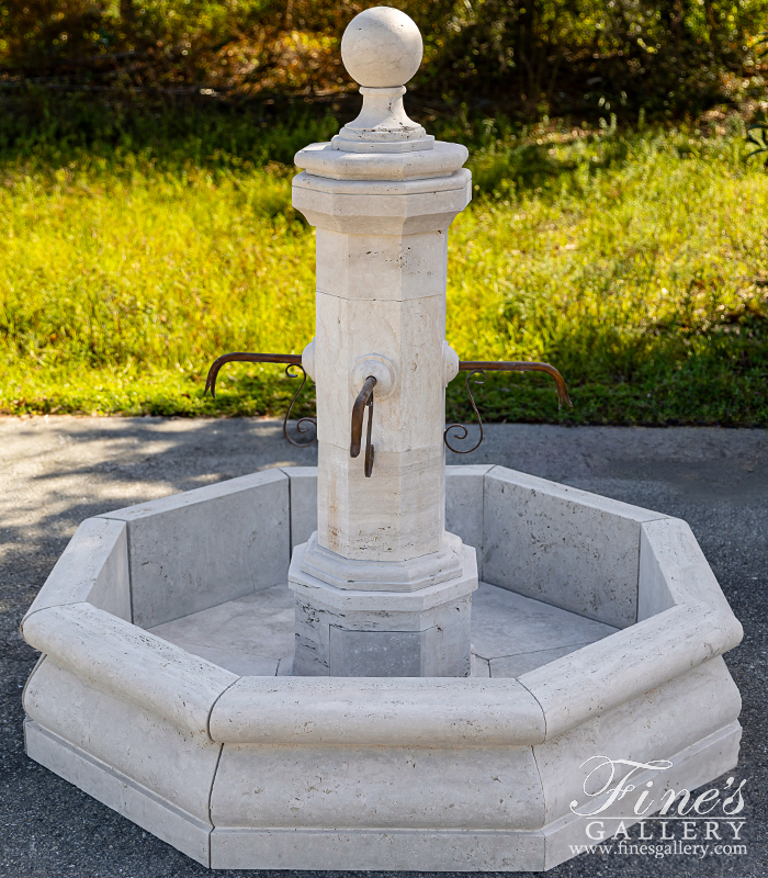 Marble Fountains  - Old World Style Countryside Fountain In Italian Roman Travertine - MF-2180